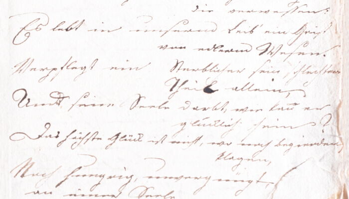 Handwritten poem Philipp Jakob Wieland