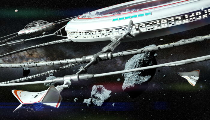 Modern transport shuttles in space