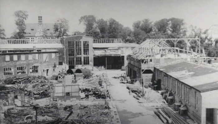 Ulm factory after bombing raid
