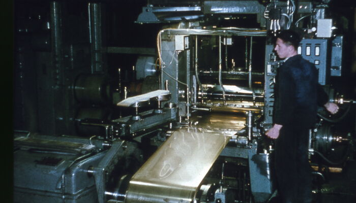 Employees at strip rolling mill