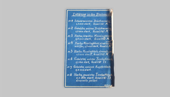 Erklärung Blechmusterbuch