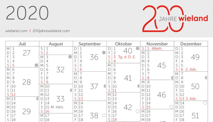 Wieland-Kalender 2020
