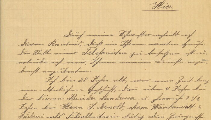 Auszug handschriftlicher Bewerbungsbrief